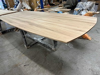 Xxl deens ovaal massief eiken verjongd 280x120 stalen poot - afbeelding 2 van  3