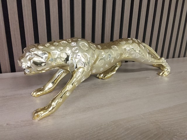 Xxl goudkleurig beeld van jaguar, goud - afbeelding 1 van  4