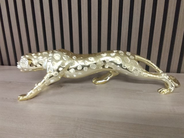 Xxl goudkleurig beeld van jaguar, goud - afbeelding 2 van  4