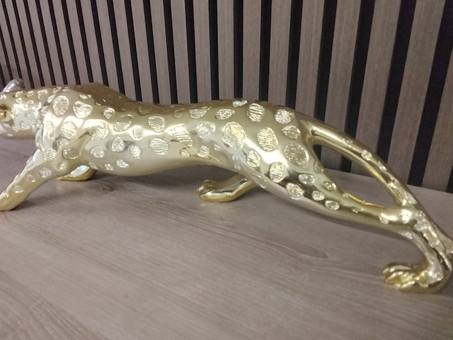 Xxl goudkleurig beeld van jaguar, goud - afbeelding 3 van  4