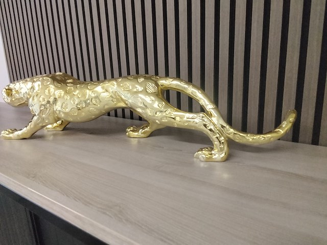 Xxl goudkleurig beeld van jaguar, goud - afbeelding 3 van  4