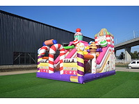 Xxl springkussen met glijbaan (snoep thema) - afbeelding 3 van  8