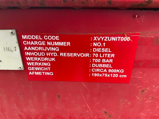Xyzunit000 hydraulisch pompaggregegraat 700bar - afbeelding 8 van  11