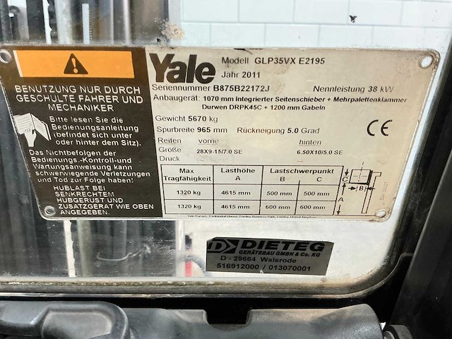 Yale - 2011 - glp35vx - vorkheftruck - afbeelding 8 van  19