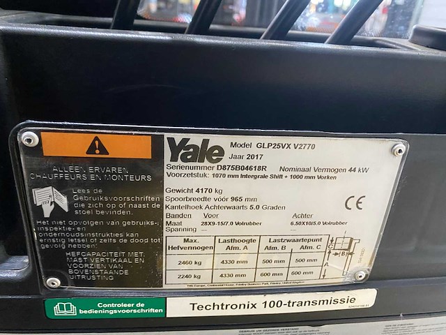 Yale - 2017 - glp25vx - vorkheftruck - afbeelding 13 van  15