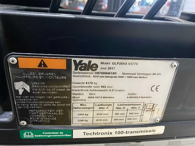 Yale - 2017 - glp25vx - vorkheftruck - afbeelding 13 van  15