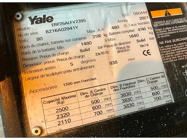 Yale - erp25alfv2395 - heftrucks - 2001 - afbeelding 2 van  12
