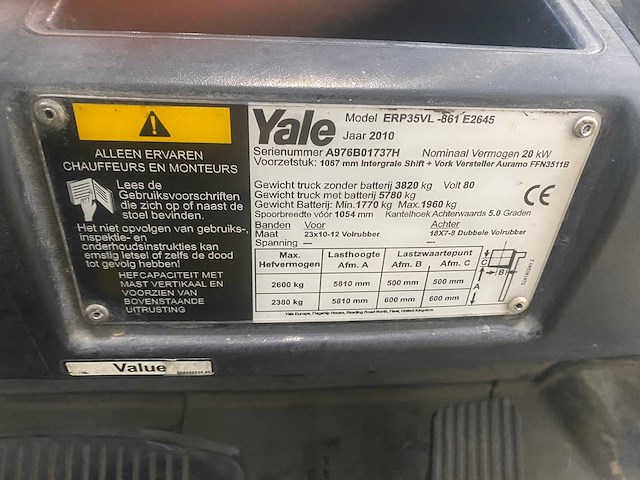 Yale - erp35vl - vorkheftruck triplex - side-shift - vorkensteller - afbeelding 11 van  13