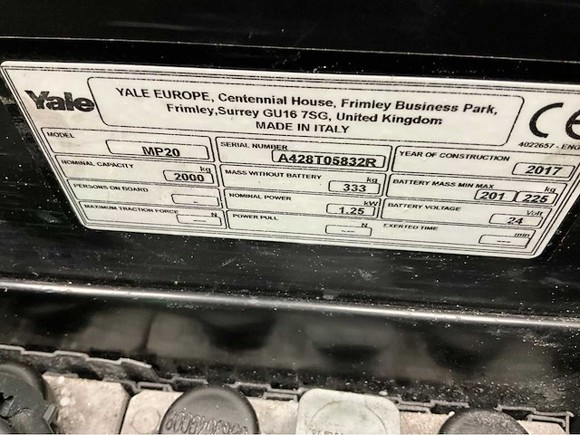 Yale - mp20 - elektrische palletwagen, 427 uur - afbeelding 3 van  14