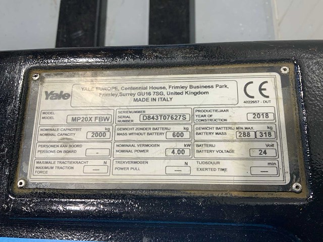 Yale - mp20x - elektrische meerij palletwagen 2018 - afbeelding 5 van  20