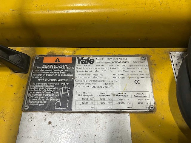 Yale erp15 rcf vorkheftruck - 2000 - afbeelding 9 van  10