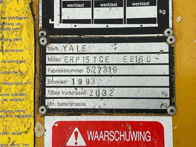 Yale erp15tce e2160 vorkheftruck elektrisch - afbeelding 6 van  14