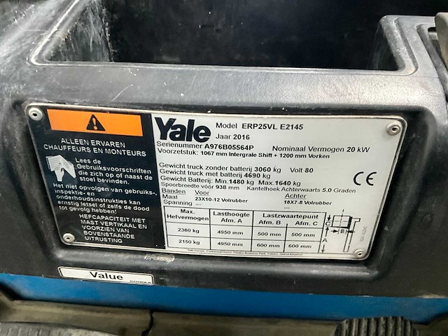 Yale erp25vl vorkheftruck - afbeelding 17 van  24