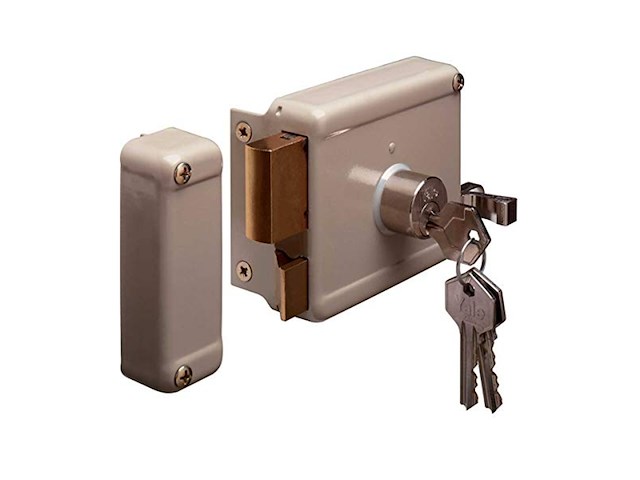 Yale oplegslot met buitencilinder vast grijs gelakt 635-50mm - afbeelding 1 van  6