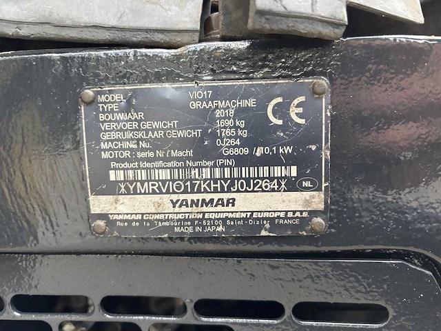 Yanmar - 2018 - vio 17 - minigraafmachine - afbeelding 12 van  12