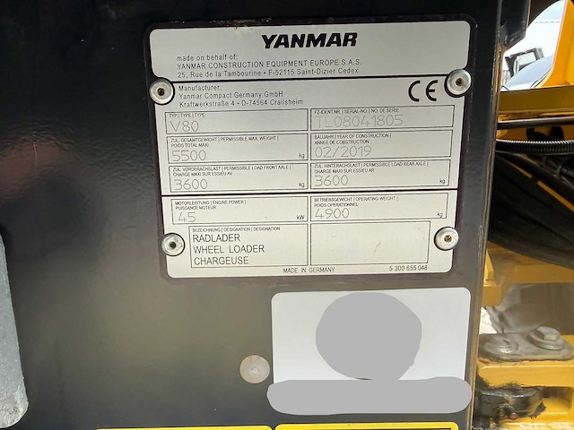 Yanmar - 2019 - v80 - met bak en vorken - 860 uren - shovel - afbeelding 8 van  19