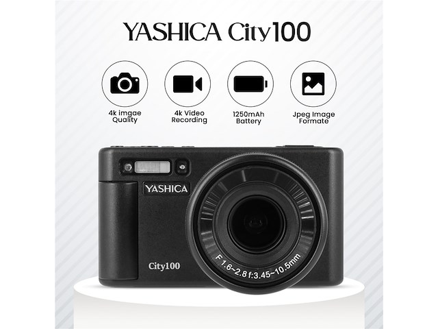 Yashica city 100 compact camera 72 mp cmos zwart - afbeelding 2 van  5