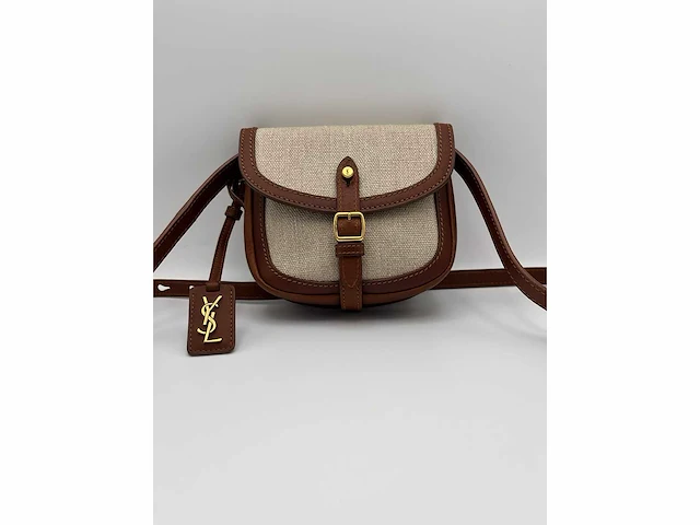 Yves saint laurent - canvas & leather shoulder bag - ysl monogram - handtas - op echtheid geconroleerd - designer - afbeelding 2 van  8