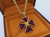 Yves saint laurent dikke goldplated collier met robijn stijl pendant
