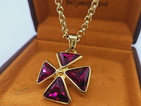 Yves saint laurent dikke goldplated collier met robijn stijl pendant - afbeelding 2 van  8