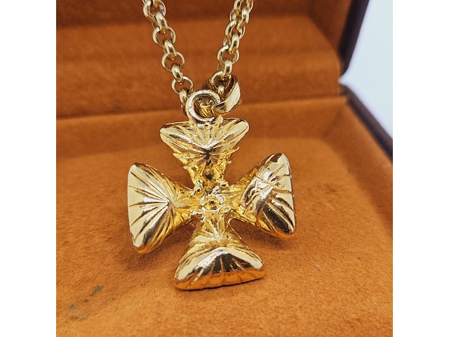 Yves saint laurent dikke goldplated collier met robijn stijl pendant - afbeelding 5 van  8