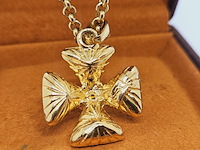 Yves saint laurent dikke goldplated collier met robijn stijl pendant - afbeelding 5 van  8