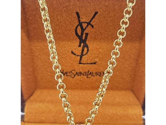 Yves saint laurent dikke goldplated collier met robijn stijl pendant - afbeelding 6 van  8