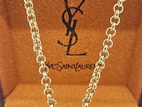 Yves saint laurent dikke goldplated collier met robijn stijl pendant - afbeelding 6 van  8