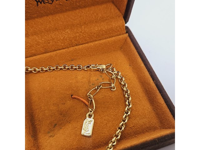 Yves saint laurent dikke goldplated collier met robijn stijl pendant - afbeelding 7 van  8