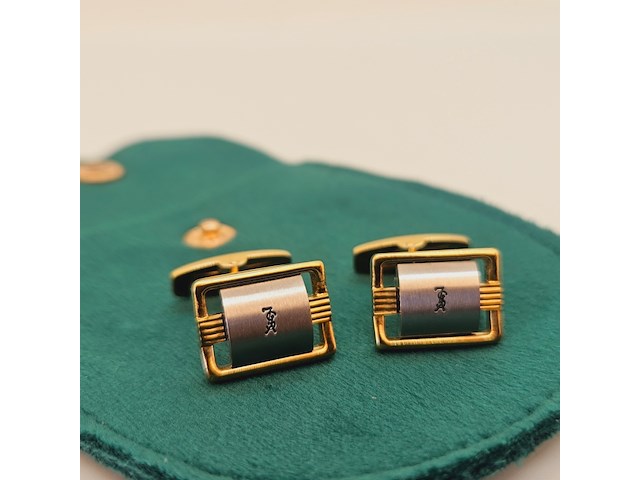 Yves saint laurent goldplated two-tone manchetknopen - afbeelding 1 van  5