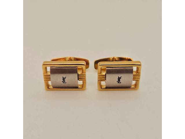 Yves saint laurent goldplated two-tone manchetknopen - afbeelding 2 van  5
