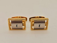 Yves saint laurent goldplated two-tone manchetknopen - afbeelding 2 van  5