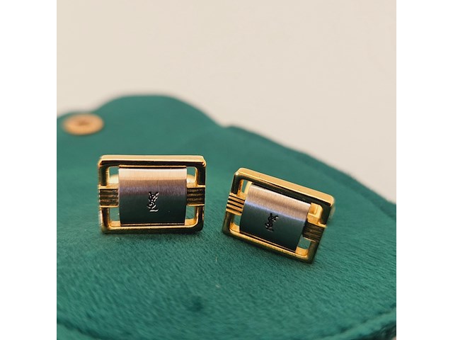 Yves saint laurent goldplated two-tone manchetknopen - afbeelding 3 van  5