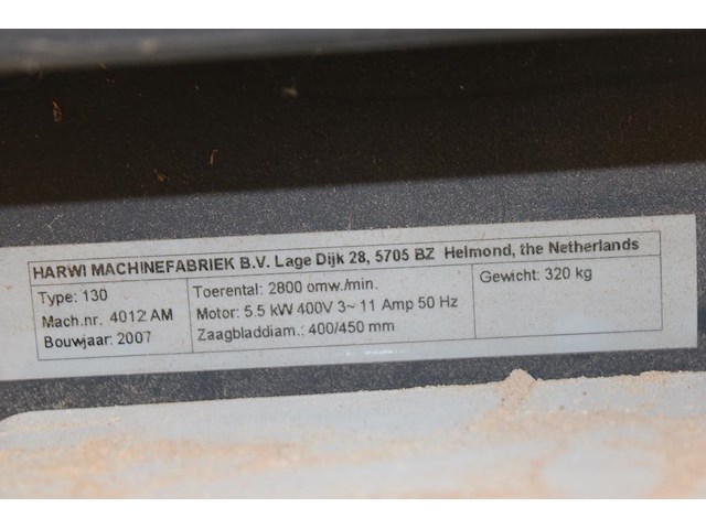 Zaagtafel harwi 130. bouwjaar 2007. - afbeelding 5 van  5