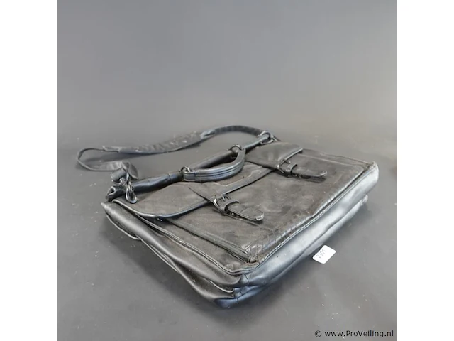 Zacht lederen (laptop)tas - afbeelding 1 van  5