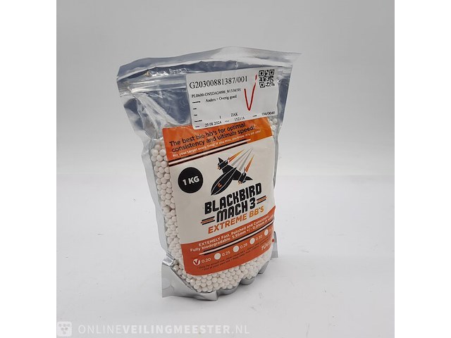 Zak a 1kg airsoft balletjes, blackbird, mach 3 extreme bb's - afbeelding 1 van  11