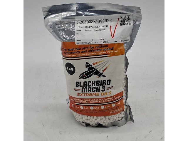 Zak a 1kg airsoft balletjes, blackbird, mach 3 extreme bb's - afbeelding 4 van  11