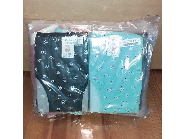 Zak met 18 katoenen damesslips mix kleuren en maten m t-m 4xl (d1809) - afbeelding 4 van  5