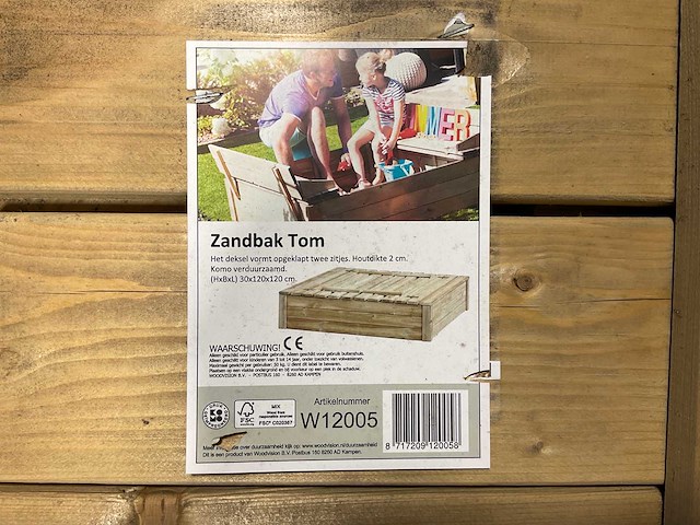 Zandbak met deksel en zitbank 120x120 cm (24x) - afbeelding 3 van  3