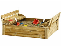Zandbak met deksel en zitbank 120x120 cm (8x) - afbeelding 1 van  9