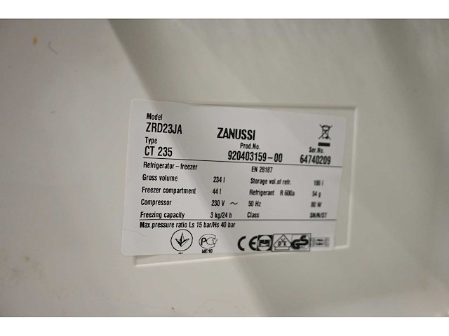 Zanussi - ct 235 - koel-vries combinatie - afbeelding 4 van  4
