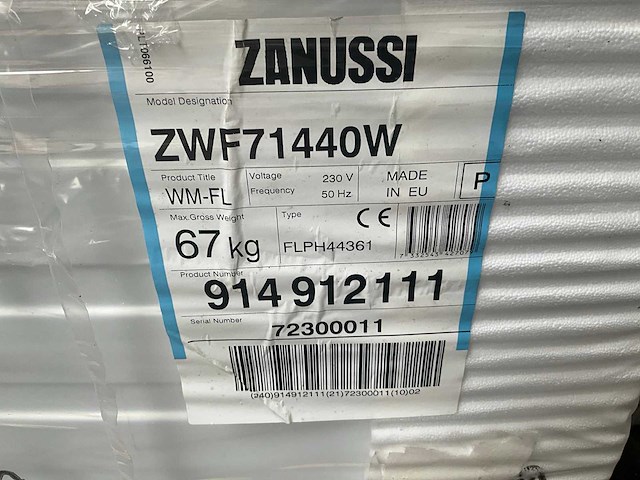 Zanussi - voorlader 7 kg - zwf71440w - wasmachine - afbeelding 3 van  3