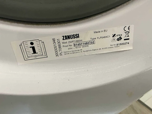 Zanussi lindo100 wasmachine - afbeelding 7 van  7