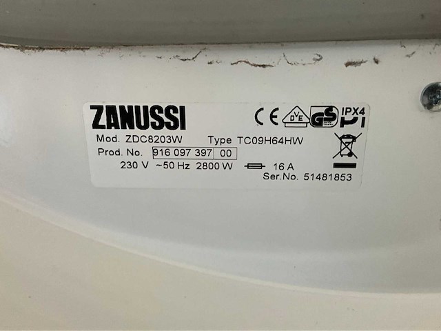 Zanussi tc09h64hw 8kg condensdroger (2x) - afbeelding 4 van  6
