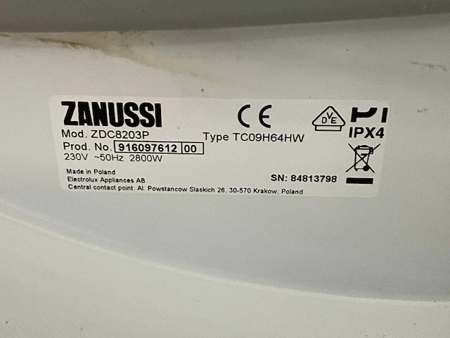 Zanussi zdc8203p 7kg condensdroger - afbeelding 3 van  3