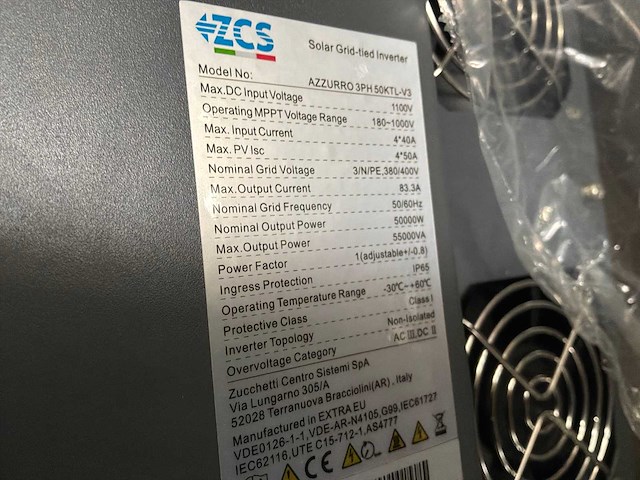 Zcs azzurro 3ph 50ktl-v3 50 kw omvormer - afbeelding 6 van  6