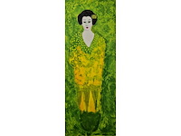 Zeefdruk carolina paulussen ‘geisha groen’ - afbeelding 1 van  4