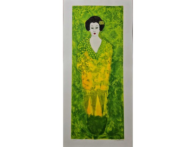 Zeefdruk carolina paulussen ‘geisha groen’ - afbeelding 2 van  4