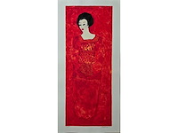 Zeefdruk carolina paulussen ‘geisha rood’ - afbeelding 2 van  4