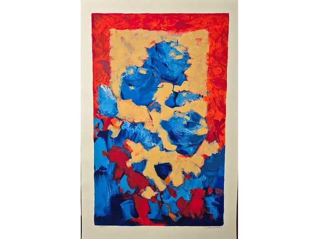 Zeefdruk carolina paulussen ‘rozen blauw’ - afbeelding 2 van  4